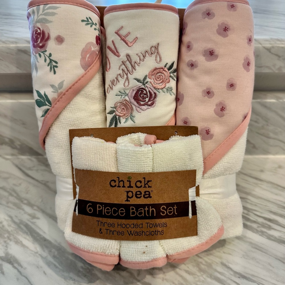 Chick Pea Pink Floral 6 Piece Bath Set